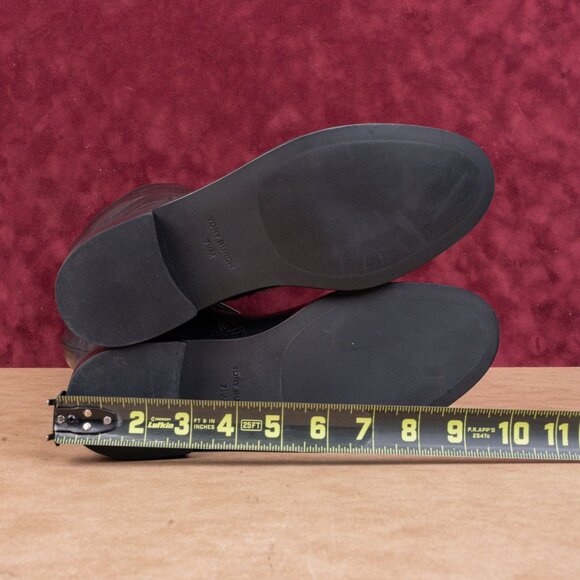 Tory Burch Women The Riding Black Leather Luxe T Logo Fashion Knee Boots sz 7.5 - Picture 5 of 10